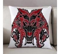LEZUAHSH Housse de Coussin 50x50 cm,tête de cerbère Logo de l'enfer prêt à se Battre,Housse Coussin Exterieur Coussin Decoratif Canape,pour canapé,Maison,Bureau