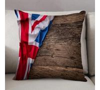 LEZUAHSH Housse de Coussin 50x50 cm,Union Jack, Drapeau du Royaume-Uni sur Une Vieille Planche en Bois de chêne, Pay,Housse Coussin Exterieur Coussin Decoratif Canape,pour canapé,Maison,Bureau