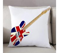 LEZUAHSH Housse de Coussin 50x50 cm,Union Jack, Guitare électrique Classique, Drapeau du Royaume-Uni, Grande-Bretagn,Housse Coussin Exterieur Coussin Decoratif Canape,pour canapé,Maison,Bureau