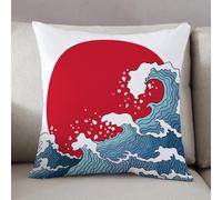 LEZUAHSH Housse de Coussin 50x50 cm,Vague Japonaise. De Grosses Vagues japonaises Font Rage dans l'océan et l'eau de,Housse Coussin Exterieur Coussin Decoratif Canape,pour canapé,Maison,Bureau