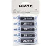 LEZYNE CO2 Cartouche 5 pièces argent avec autocollants blancs 25g