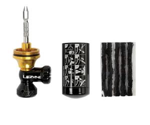 LEZYNE Gonfleur de CO2 sans chambre à air, distributeur de CO2 2 en 1 et kit de réparation de pneu, gonfle et scelle les pneus, comprend des bandes de bouchon