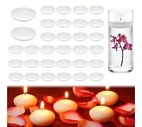 LFBEST 32 Pièces Bougies Flottantes - Bougie Blanche Étanches Non Toxiques - Bougies Flottantes dans l'Eau pour Décorations Mariage Piscine Fête Centre de Table