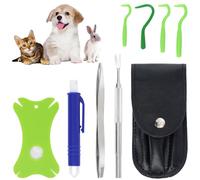 LFBEST 8 Pièces Pince À Tiques avec Étui, Tire Tique Humain, Accessoires Anti-Tiques pour Chiens, Crochets Enlever Les Tiques, Pince À Tiques pour Chats Et Chiens