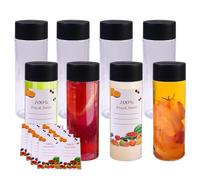LFBEST Lot de 8 Bouteilles Sensorielle Vide, 300 ML Bouteilles de jus en Plastique Pet Transparentes, Bouteilles de Boissons vides réutilisables, avec couvercles Noirs et 8 étiquettes, pour jus, Lait