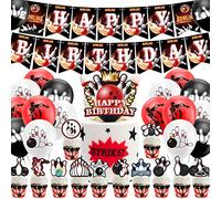 LFCFDX Décorations de fête de bowling : fournitures de fête d'anniversaire avec bannière, décoration de gâteau, décorations de cupcakes, ballons
