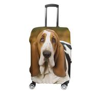 LFDSEPYM Housse de bagage de voyage élastique lavable avec fermeture éclair anti-rayures pour valise de 48,3 à 81,3 cm, Basset Hound, L