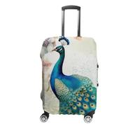 LFDSEPYM Housse de bagage de voyage élastique lavable avec fermeture éclair beau paon et floral anti-rayures pour valise de 48,3 à 81,3 cm, Beau paon et floral, XL