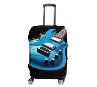 LFDSEPYM Housse de bagage de voyage élastique lavable avec fermeture éclair - Bleu - Anti-rayures - Housse de bagage amusante pour valise de 48,3 à 81,3 cm, Guitare bleue, M