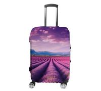 LFDSEPYM Housse de bagage de voyage élastique lavable avec fermeture éclair champs de lavande anti-rayures pour valise de 48,3 à 81,3 cm, Champs de lavande., M
