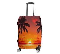LFDSEPYM Housse de bagage de voyage élastique lavable avec fermeture éclair coucher de soleil et cocotiers anti-rayures pour valise de 48,3 à 81,3 cm, Coucher de soleil et cocotiers, M