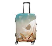 LFDSEPYM Housse de bagage de voyage élastique lavable avec fermeture éclair étoile de mer et coquillages anti-rayures pour valise de 48,3 à 81,3 cm, Étoile de mer et coquillage, M