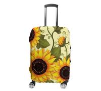 LFDSEPYM Housse de bagage de voyage élastique lavable avec fermeture éclair florale tournesol anti-rayures pour valise de 48,3 à 81,3 cm, Tournesol floral, M