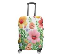 LFDSEPYM Housse de bagage de voyage élastique lavable avec fermeture éclair Happy Flower anti-rayures pour valise de 48,3 cm à 81,3 cm, Fleur heureuse, M