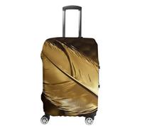 LFDSEPYM Housse de bagage de voyage élastique lavable avec fermeture éclair plumes dorées anti-rayures housse de bagage amusante pour valise de 48,3 cm à 81,3 cm, Plumes dorées, L
