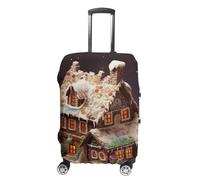 LFDSEPYM Housse de bagage de voyage élastique lavable avec fermeture éclair pour village de Noël, protection anti-rayures pour valise de 48,3 à 81,3 cm, Maison de village de Noël, L