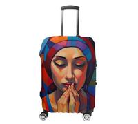 LFDSEPYM Housse de bagage de voyage, housse élastique lavable avec fermeture éclair, visage calme, anti-rayures, housse de protection amusante pour valise de 48,3 à 81,3 cm, Visage calme, M
