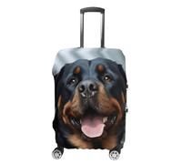 LFDSEPYM Housse de valise de voyage élastique lavable avec fermeture éclair Rottweiler Chiens Langue Tête Anti-rayures Housse de protection amusante pour valise 48,3 cm à 81,3 cm, Rottweiler Tête de