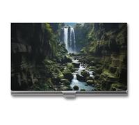 LFDSEPYM Waterfall Cliff - Porte-cartes de visite fin en métal pour homme et femme - Organiseur de cartes de visite pour le bureau, les voyages, la falaise - Taille unique - Décontracté, Falaise
