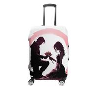 LFDSPYJE Housse de valise de voyage avec fermeture éclair latérale agenouillée avec une rose élastique lavable, protection anti-rayures pour valise de 48,3 à 81,3 cm, À genoux avec une rose, L