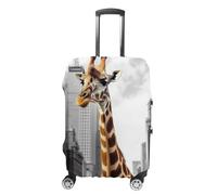LFDSPYJE Housse de valise de voyage avec fermeture éclair latérale Girafe à New York élastique lavable protection anti-rayures pour valise de 48,3 à 81,3 cm, Girafe à New York, M