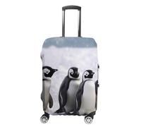 LFDSPYJE Housse de valise de voyage avec fermeture éclair latérale jeunes pingouins avec neige élastique lavable protection anti-rayures pour valise de 48,3 à 81,3 cm, Jeunes pingouins avec neige, M