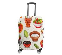 LFDSPYJE Housse de valise de voyage avec fermeture éclair latérale - Symboles salsa mexicains - Élastique et lavable - Protection anti-rayures pour valise de 48 à 81 cm, Symboles mexicains de Salsa, S