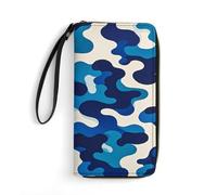 LFDSYEOQ Bee Flying Portefeuille fin en cuir pour femme et homme, avec porte-cartes de crédit, disponible en plusieurs styles, camouflage bleu, 19.7x10.5cm, Décontracté