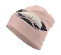 LFDSYEOQ Deux bonnets de Père Noël souples pour homme et femme - Bonnet d'hiver chaud en tricot pour l'extérieur, la course, la randonnée, le ski, Deux carlins, Taille unique