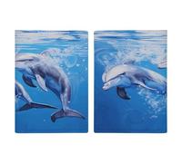 LFDSYEOQ Étui de passeport en cuir pour ukulélé dessiné à la main avec emplacements pour cartes de crédit, Dauphin sous-marin, 20.3x13.8cm, Classique