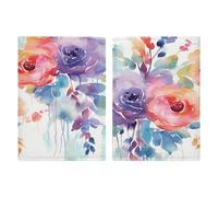 LFDSYEOQ Étui de passeport en cuir pour voyage, couverture de passeport aquarelle paresseux avec emplacements pour cartes de crédit, Aquarelle florale., 20.3x13.8cm, Classique