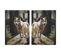 LFDSYEOQ Étui de passeport en cuir pour voyage, couverture de passeport Wilderness Park, organiseur de documents de voyage avec emplacements pour cartes de crédit, Loup sauvage, 20.3x13.8cm, Classique