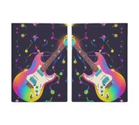 LFDSYEOQ Étui de passeport en cuir pour voyage, guitares électriques orange, étui de passeport avec emplacements pour cartes de crédit, Magic Electric Guitar Music, 20.3x13.8cm, Classique