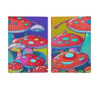 LFDSYEOQ Étui de passeport en cuir pour voyage, motif camouflage, organiseur de documents de voyage avec emplacements pour cartes de crédit, Art champignons lumineux., 20.3x13.8cm, Classique