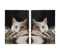 LFDSYEOQ Étui de passeport en cuir pour voyage, peinture aquarelle alpaga blanc et cactus avec emplacements pour cartes de crédit, Chat blanc et pile de dollars, 20.3x13.8cm, Classique