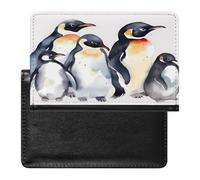 LFDSYEOQ Étui de protection en polyuréthane pour passeport avec emplacements pour cartes de crédit, motif aquarelle de pingouins pour femme/homme, Motif aquarelle pingouins animaux, Taille unique,