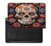 LFDSYEOQ Étui de protection en polyuréthane pour passeport avec emplacements pour cartes de crédit, motif aquarelle de pingouins pour femme/homme, Crânes en sucre., Taille unique, Minimaliste