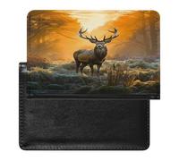 LFDSYEOQ Étui de protection en polyuréthane pour passeport avec emplacements pour cartes de crédit, motif aquarelle de pingouins pour femme/homme, Cerf dans la forêt., Taille unique, Minimaliste