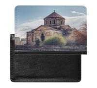 LFDSYEOQ Étui de protection en polyuréthane pour passeport DNA Genetic Helix - Organiseur de documents de voyage avec emplacements pour cartes de crédit, pour femme/homme, Église arménienne, Taille