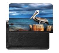 LFDSYEOQ Étui de protection pour passeport en polyuréthane avec emplacements pour cartes de crédit, pour femme/homme, Pélican Oiseau Bleu Mer Ciel, Taille unique, Minimaliste