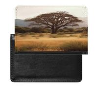 LFDSYEOQ Étui de protection pour passeport en polyuréthane avec emplacements pour cartes de crédit, pour femme/homme - Bleu, Arbre d'Afrique, Taille unique, Minimaliste
