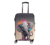 LFDSYEOQ Housse de bagage de voyage 3D avec motif loup, attrape-rêves, élastique, lavable, pour bagages de 45,7 à 81,3 cm, Éléphant de dessin animé, XL