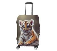 LFDSYEOQ Housse de bagage de voyage 3D avec motif loup, attrape-rêves, élastique, lavable, pour bagages de 45,7 à 81,3 cm, Tigre mignon., L