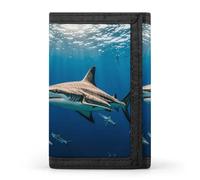 LFDSYEOQ Petit portefeuille à paillettes roses pour homme et femme - Portefeuille à trois volets avec porte-cartes de crédit, Requin marteau., Taille unique, Décontracté