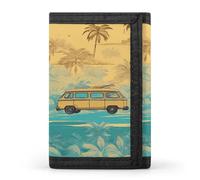 LFDSYEOQ Petit portefeuille à trois volets avec motif camion et arbre de Noël pour femme et homme, Camion et palmiers, Taille unique, Décontracté