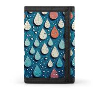 LFDSYEOQ Petit portefeuille à trois volets avec porte-cartes de crédit pour femme et homme Motif noix de noyer, Gouttes d'eau, Taille unique, Décontracté