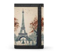 LFDSYEOQ Petit portefeuille à trois volets pour femme et homme avec porte-cartes Bleu, Paris City Tree Art Tour Eiffel, Taille unique, Décontracté