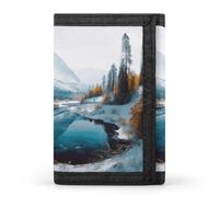 LFDSYEOQ Petit portefeuille à trois volets pour femme et homme avec porte-cartes de crédit pour femme, Scène de neige hivernale montagnes, Taille unique, Décontracté