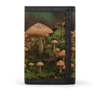 LFDSYEOQ Petit portefeuille à trois volets pour femme et homme avec porte-cartes de crédit pour vin blanc, fromage, raisins, Champignon sauvage., Taille unique, Décontracté