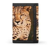 LFDSYEOQ Petit portefeuille à trois volets pour femme et homme avec porte-cartes de crédit pour vin blanc, fromage, raisins, Guépard sauvage, Taille unique, Décontracté